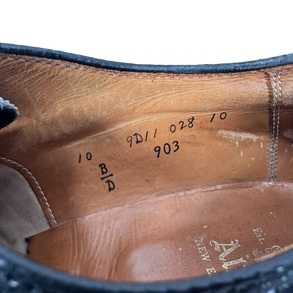 Alden 903 Mens Black Leather Wingtip Oxford Brogue Dress‎ Shoes Size 9 B/D USA